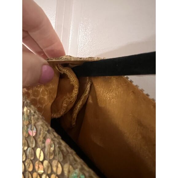 Vintage Exclusive Jainsons International Med gold Sequin 80s/90s shoulder pads - Picture 3 of 5